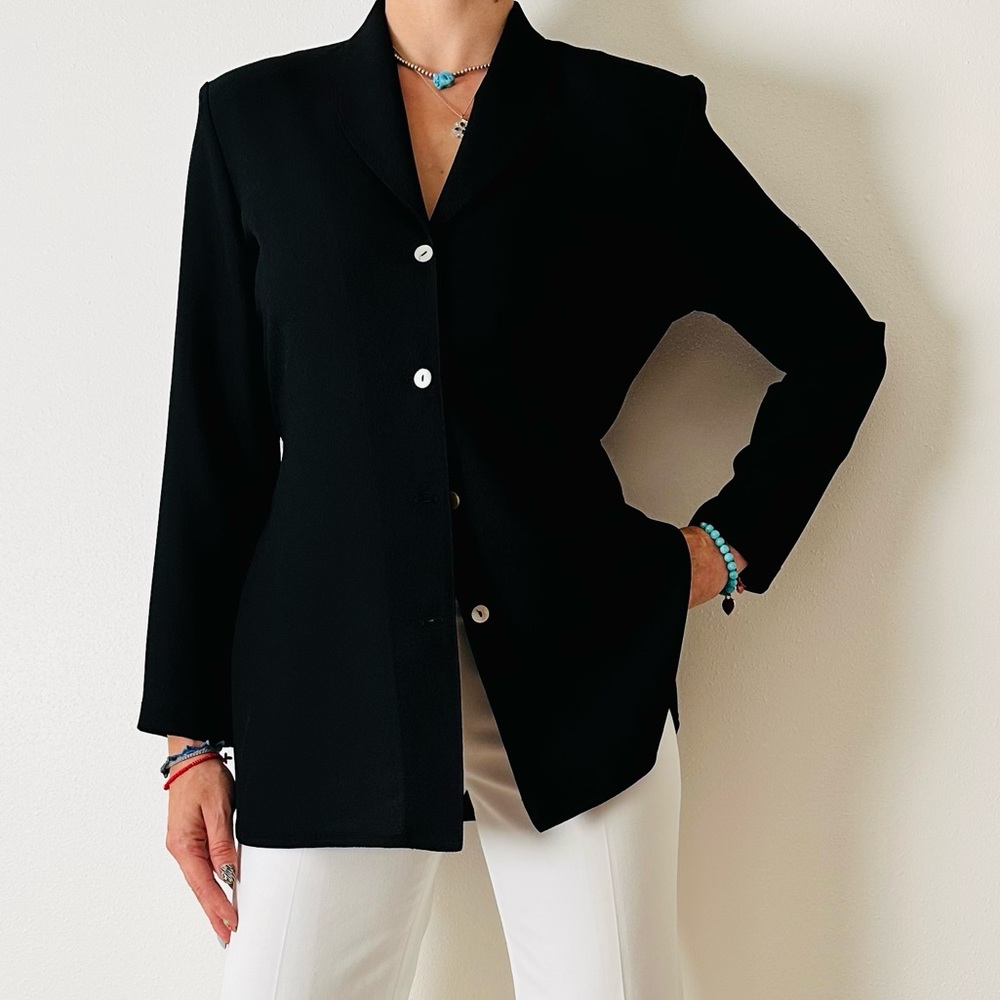 Vintage Metro Collection Blouse Jacket Side Slits Button Front